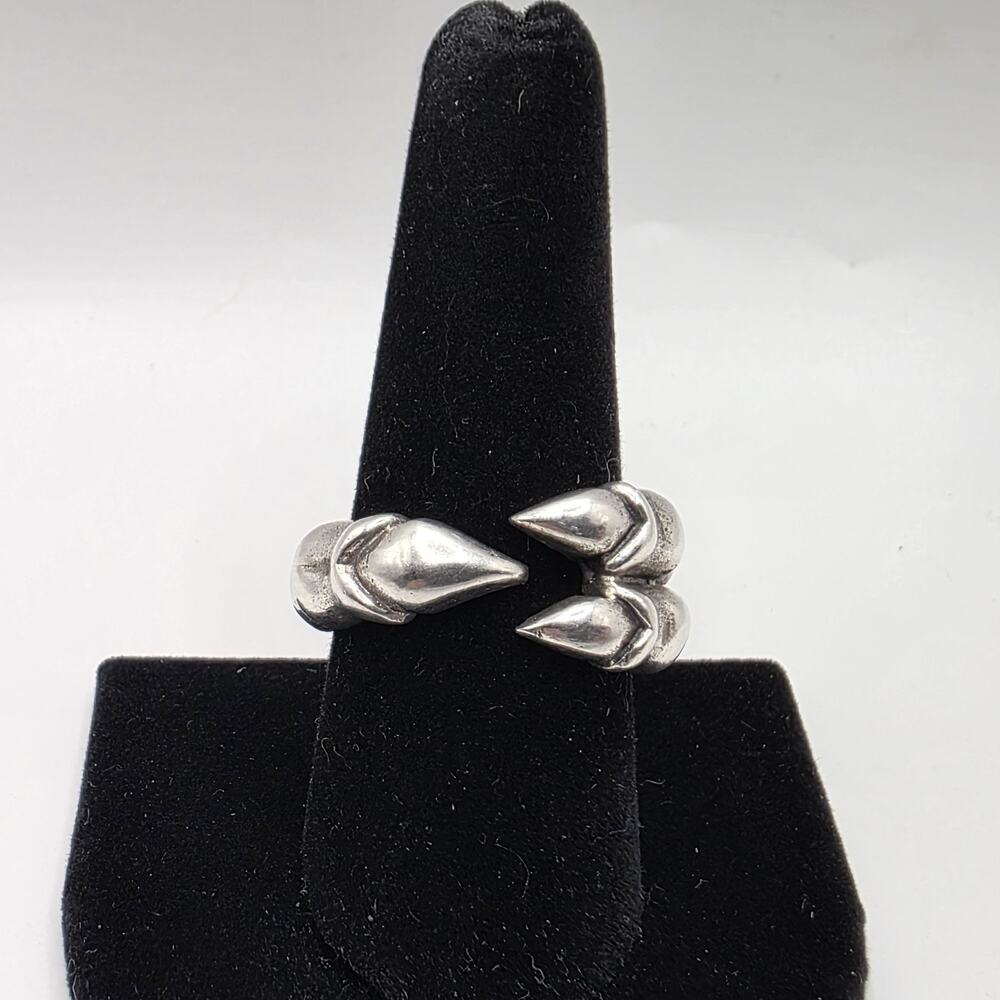 Handcrafted 925 Sterling Silver Dragon Claw Gothic Biker Ring Size 7+ Adjustable
